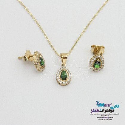Gold half set - necklace and earrings - tear design-MS0616